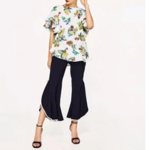 Zara Oversized Printed Ruffle Blouse - Picture 8 of 13